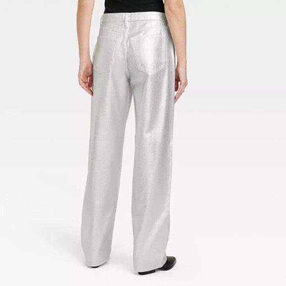 Women's Mid-Rise 90's Baggy Jeans - Universal Thread Metallic Wash - Picture 1 of 11